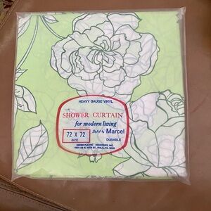 Shower Curtain Vintage Heavy Gauge Vinyl New in Package Green Floral
